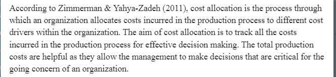 Allocating Indirect Costs