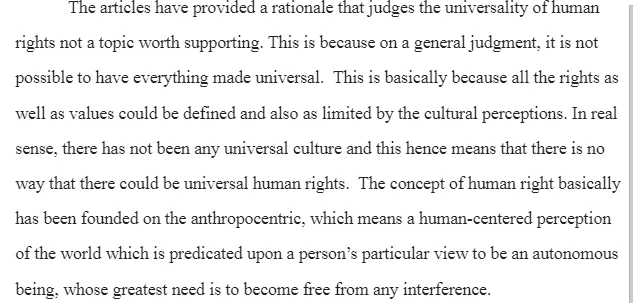 An Argument Opposed to Universality of Human Rights