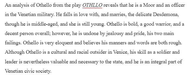 Analysis of Othello