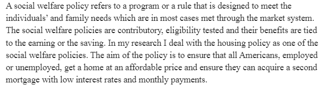 Analysis of the U.S Housing Policy 