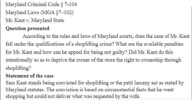 Appellate Brief Based on Maryland Laws