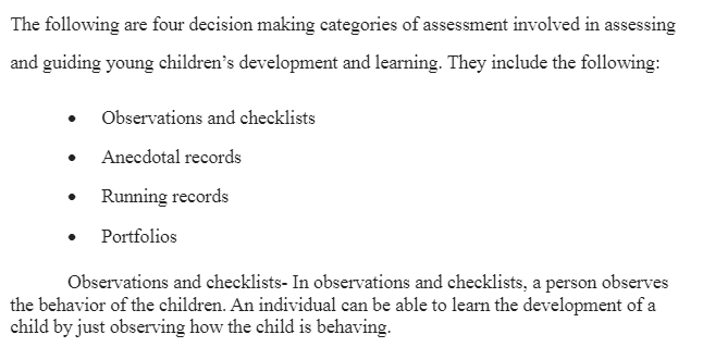 Assessing Young Children's Development