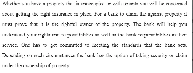 Bank's Claims Against Properties