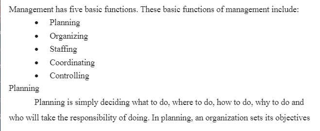 Basic Functions of Management