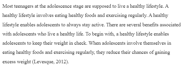 Benefits of Positive Dietary Habits in Adolescents