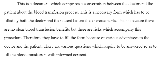 Blood Transfusion Informed Consent