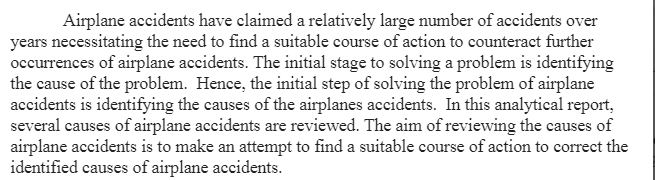 Causes of Airplane Accidents-Analytical Report