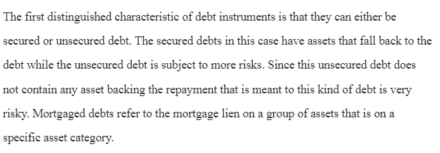 Characteristics Of Debt Instruments