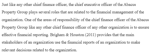 Chief Financial Officer's Responsibilities