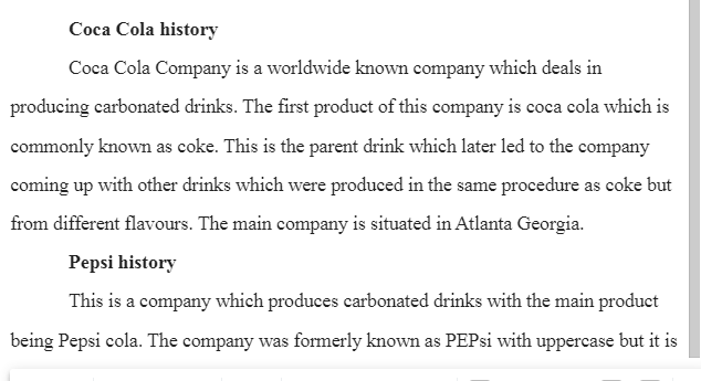 Coca Cola Company versus Pepsi