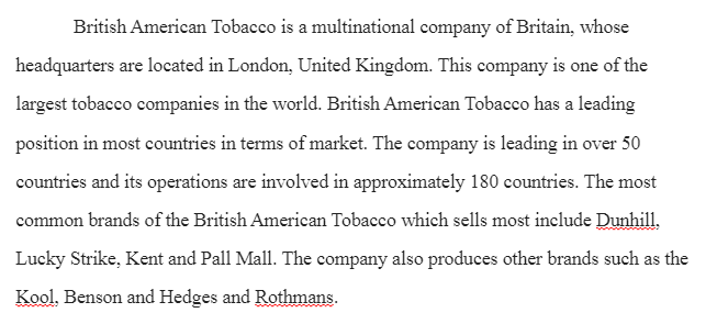 Company Analysis-British American Tobacco 