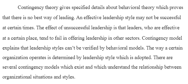 Contingency Theory of Leadership