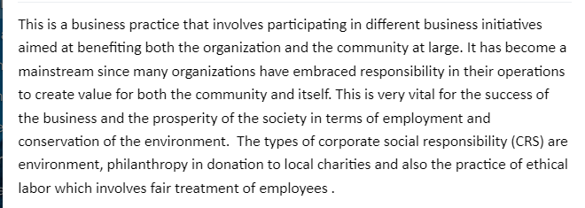 Corporate Social Responsibility (CRS)