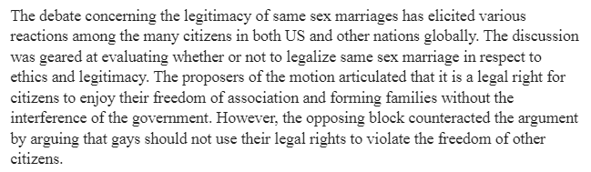 Debate on Same Sex Marriages 