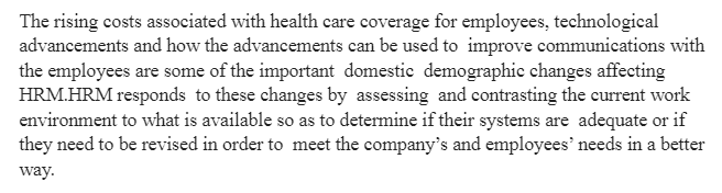 Domestic Demographic Changes Affecting HRM