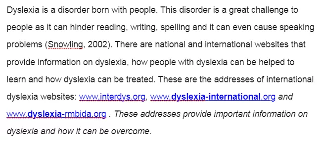 Dyslexia Disorder