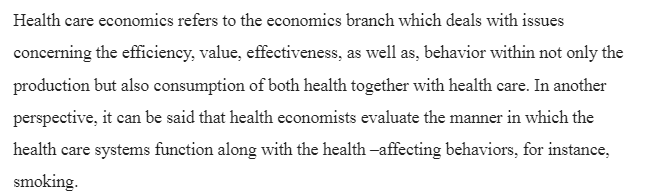 Economics of Health Care