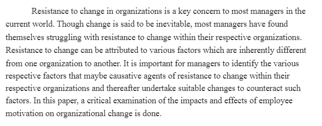  Effects of Employee Motivation on Organizational Change