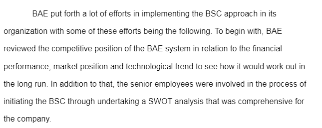 Efforts Needed in Implementing the BSC Approach