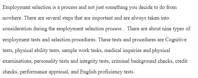 Employment Selection Process