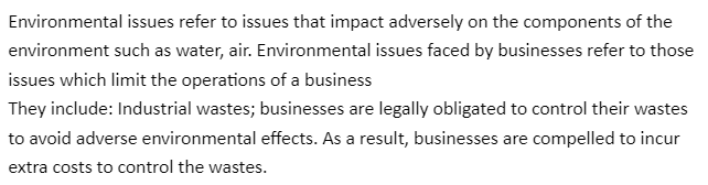 Environmental Issues Faced by Business and Society