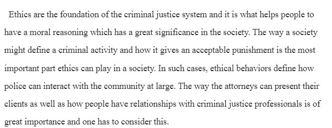 Ethics in Criminal Justice System 