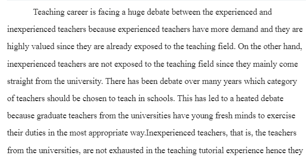 Experienced Vs. Inexperienced Teachers