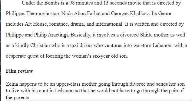 Film Review-"Under the Bombs" in Lebanon