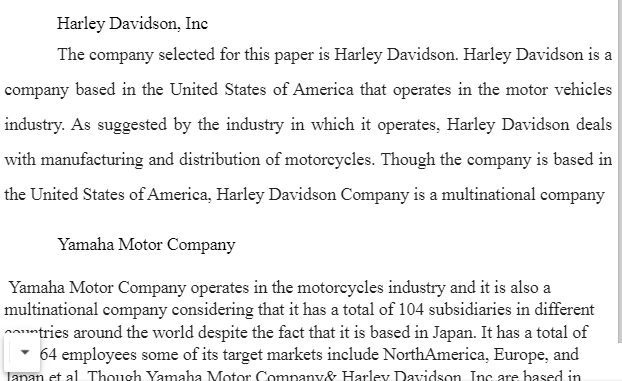 Financial Analysis-Harley Davidson Vs. Yamaha Company