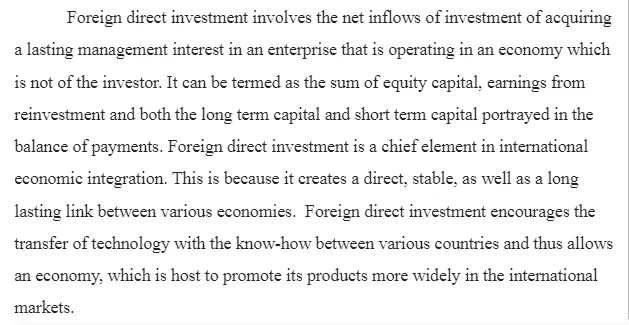 Foreign Direct Investment