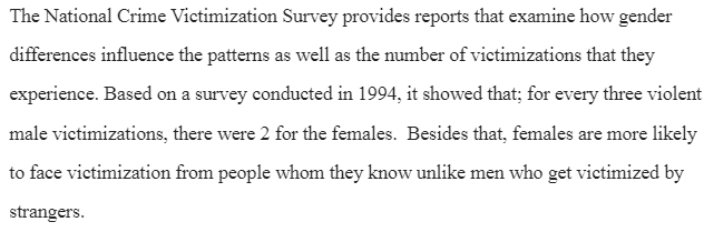 Gender Differences in Victimization of Crime