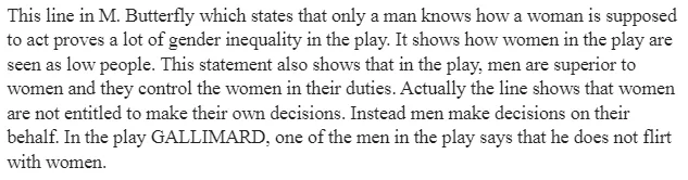 Gender Issues in M. Butterfly