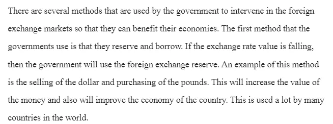 Governments Intervention in Foreign Exchange Markets