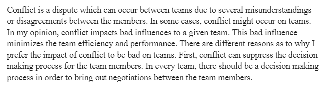 Impact of Conflict on Teams