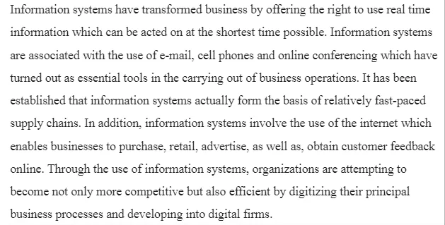 Information Systems Impact on Business