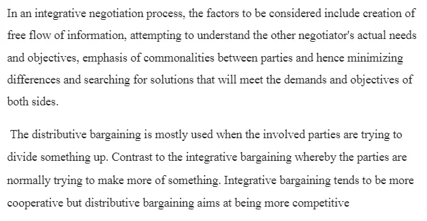 Integrative Vs. Distributive Negotiation Process