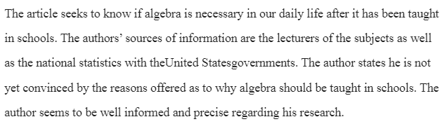 Is Algebra Necessary?
By ANDREW HACKER