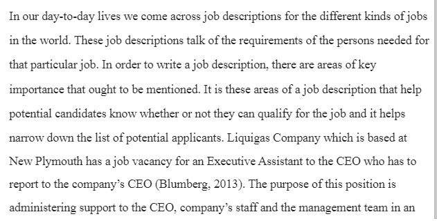 Job Description Paper