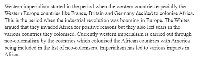 Legacies of Western Imperialism in Africa