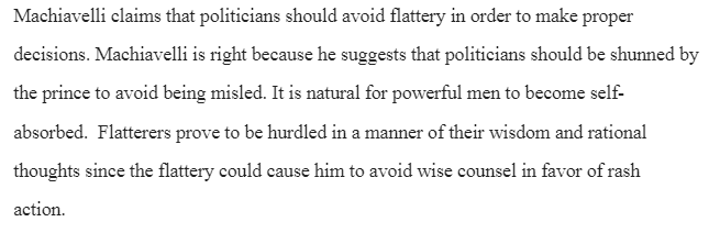 Machiavelli Claims About Politicians'  Flattery