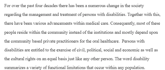 Management and Treatment of Persons with Disabilities