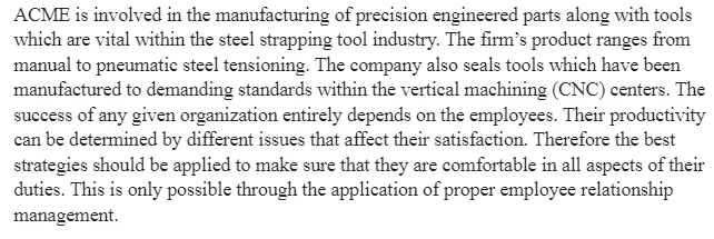 Managerial Analysis-ACME Engineering