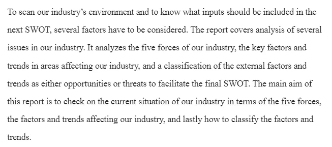 Marketplace Positioning Based on Environmental Scan