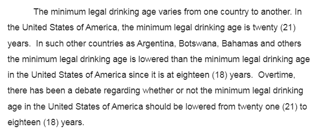 Minimum Legal Drinking Age