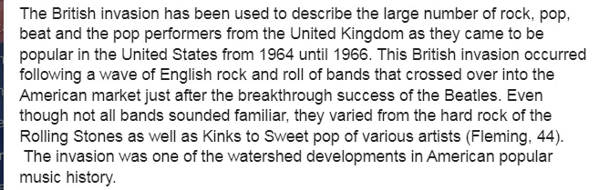 Music History on the British Invasion 