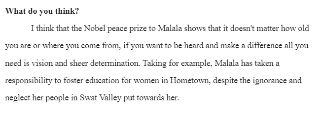 Nobel Prize winner Malala Yousafzai