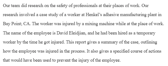 Occupational Safety Case Study