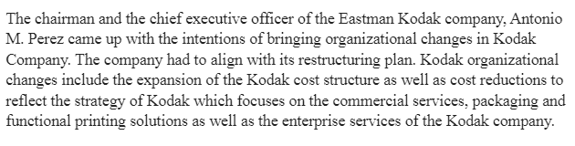 Organizational Change in Kodak 