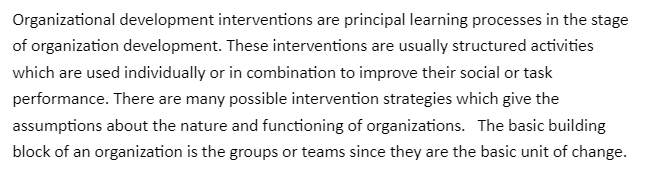 Organizational Development Intervention