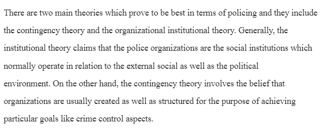 Organizational Theories Suited To Policing